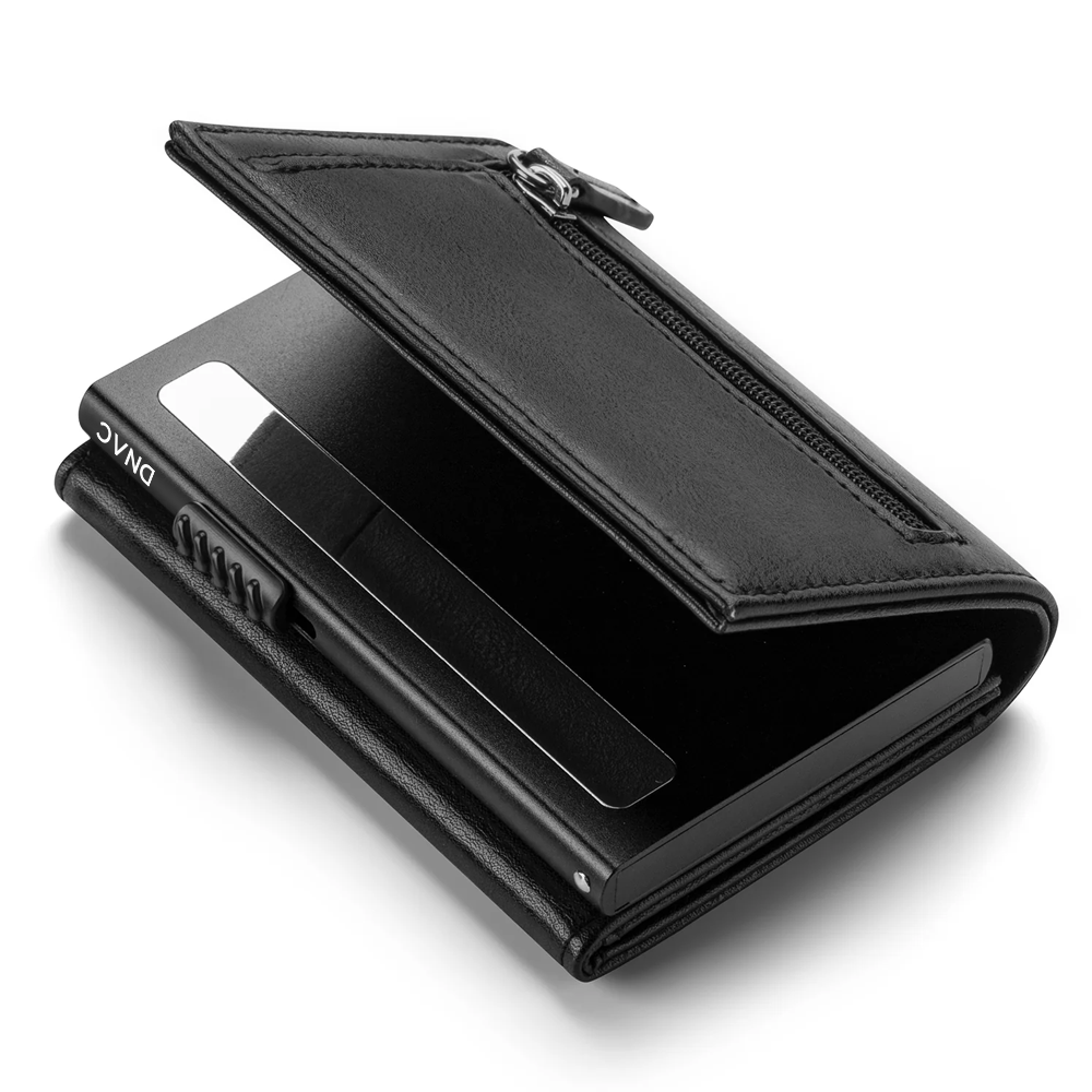 DNAC Mini Wallet Card Holder RFID with Back Zipper Pocket - Espresso