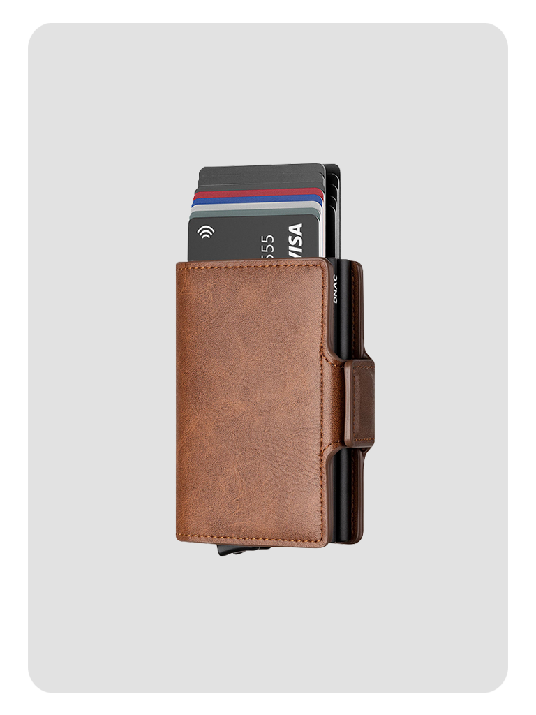 DNAC Twin Wallet Card Holder RFID Dompet Kartu Minimalis - Brown