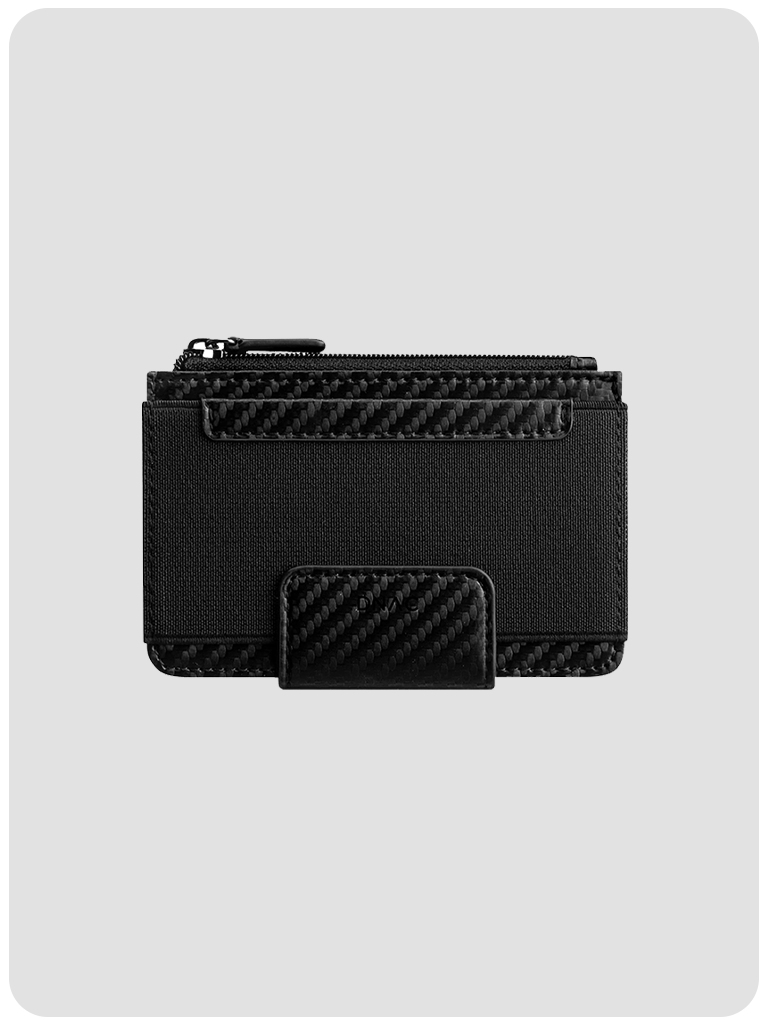 DNAC Bifold Wallet with Zipper Pocket and Elastic Card Slot - Carbon Black