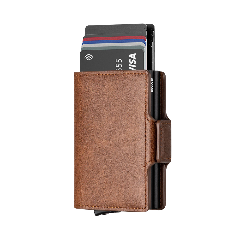 DNAC Twin Wallet Card Holder RFID Dompet Kartu Minimalis - Brown